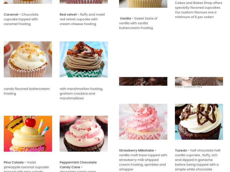 Cakes and Bakes Shop Menu