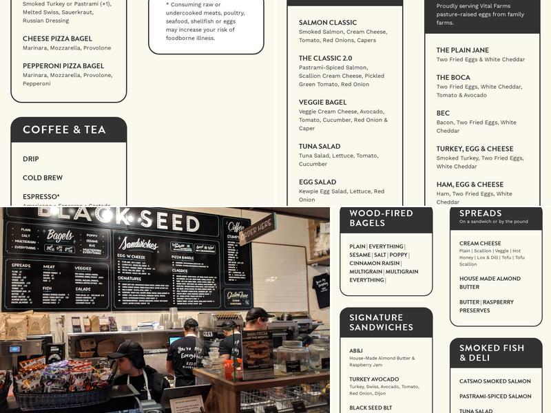 Black Seed Bagels Menu