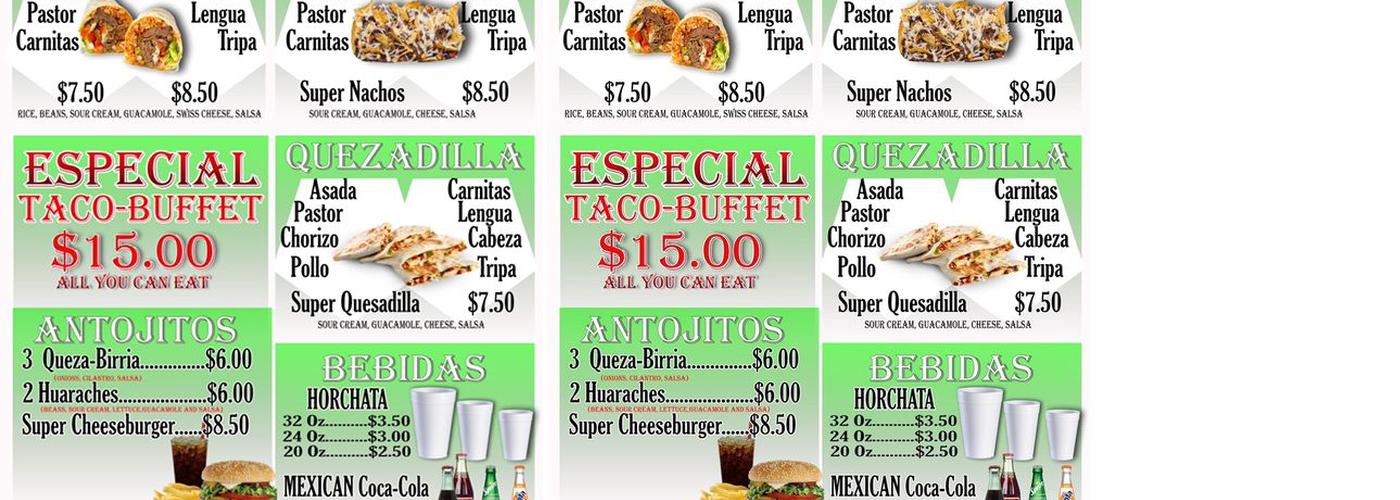 El Taco Taquero inc Menu