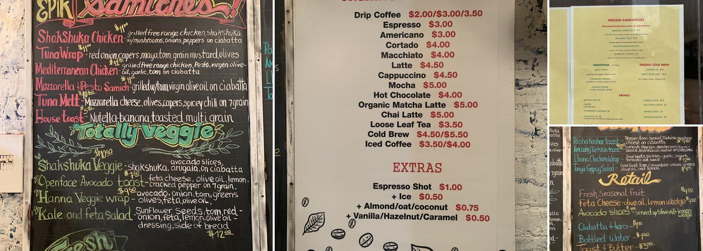 mozaik cafe Menu