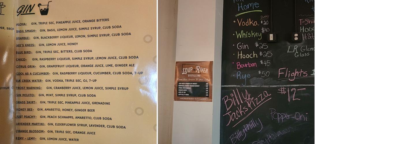 Loup River Distilling Menu