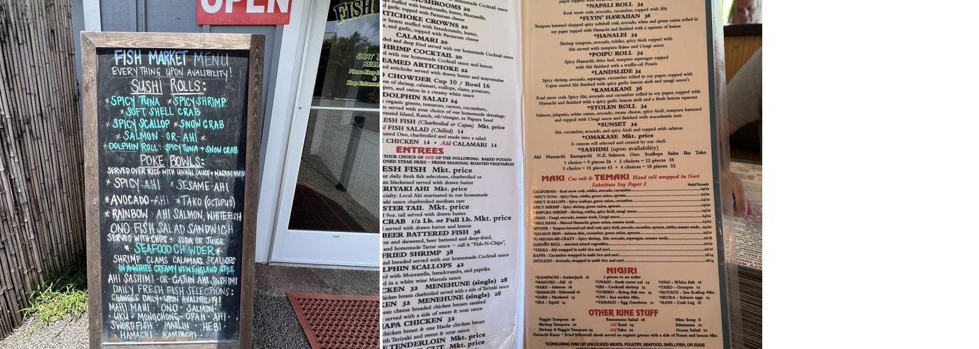 Hanalei Dolphin Fish Market Menu