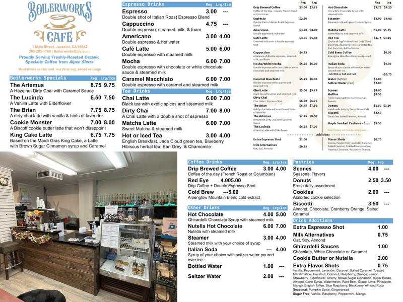 Boilerworks Cafe Menu