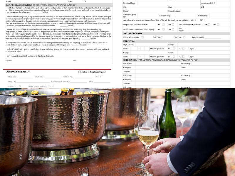 Lombardi's Catering Company Menu