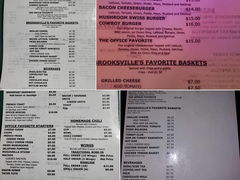 The Office at the Crossroads Menu