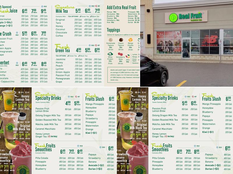 Real Fruit Bubble Tea Menu