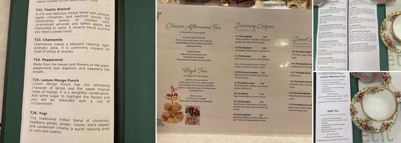 After Queen Tea Shop Menu