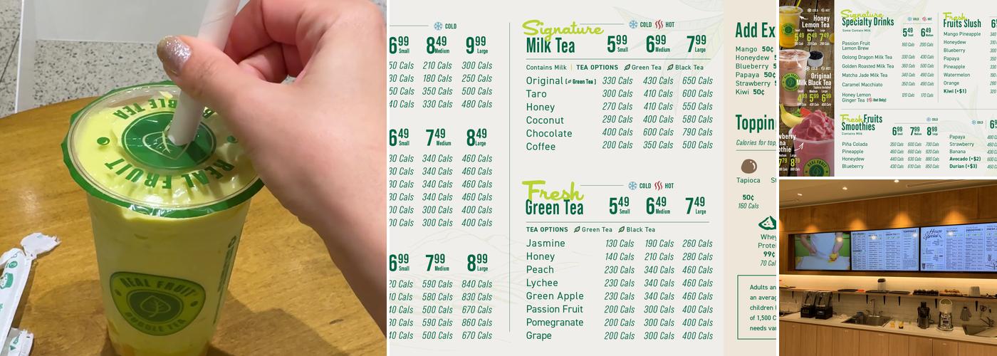 Real Fruit Bubble Tea Menu