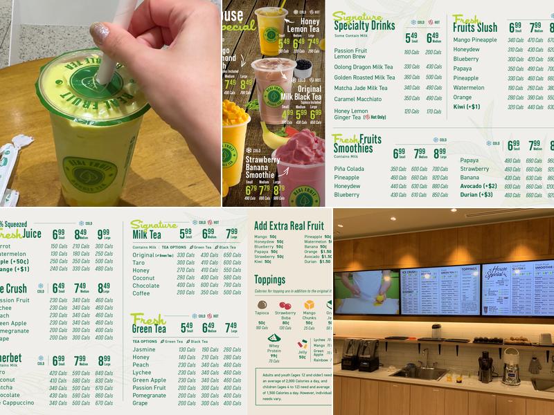 Real Fruit Bubble Tea Menu