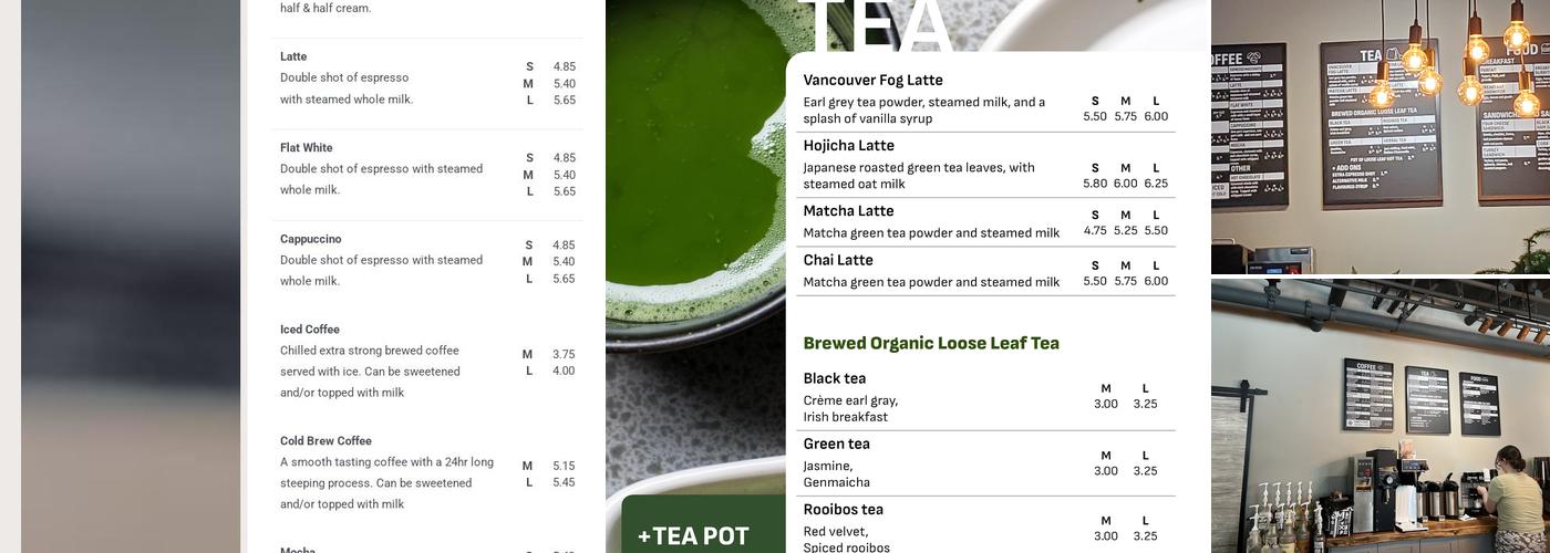 Coasters Coffee Menu