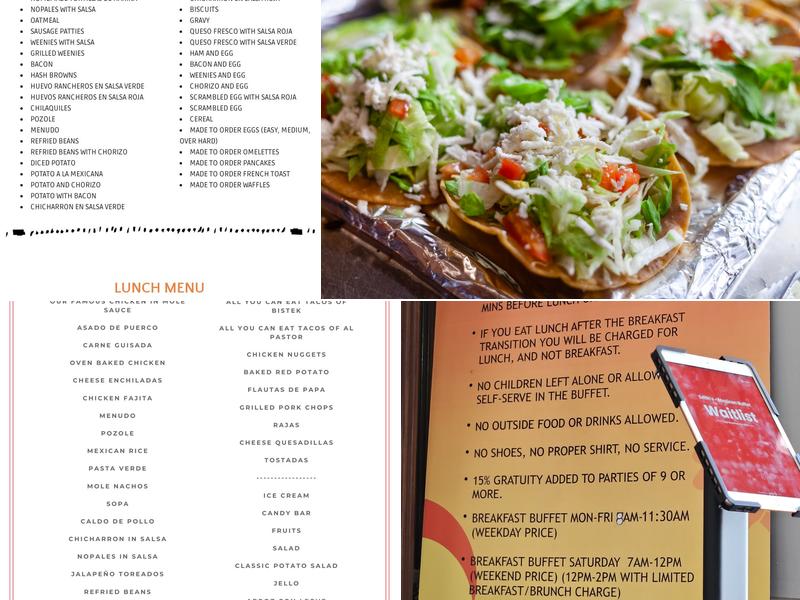 Edith's Mexican Buffet Menu
