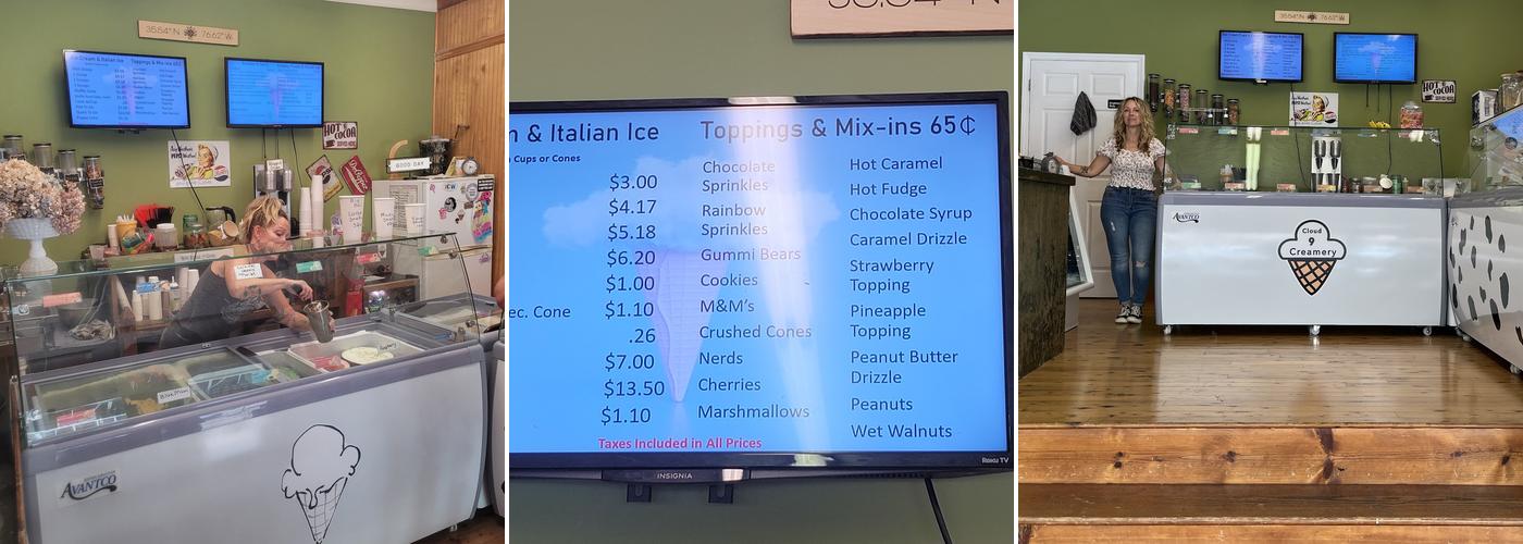 Cloud 9 Creamery Belhaven Menu