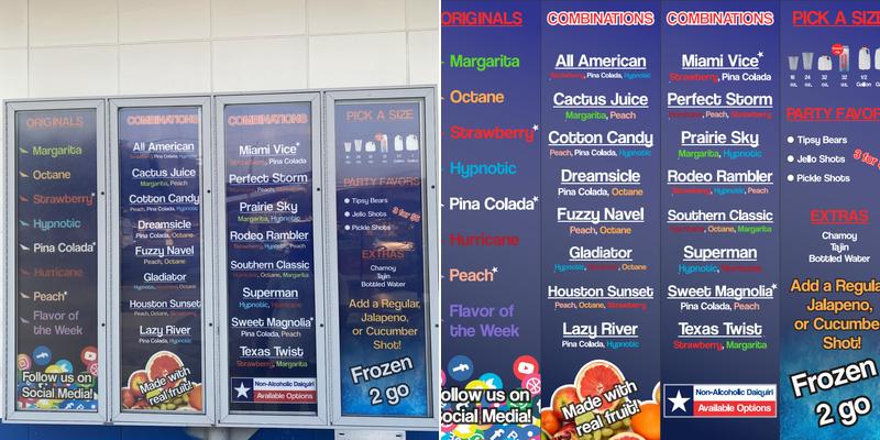 Lone Star Daiquiris Menu