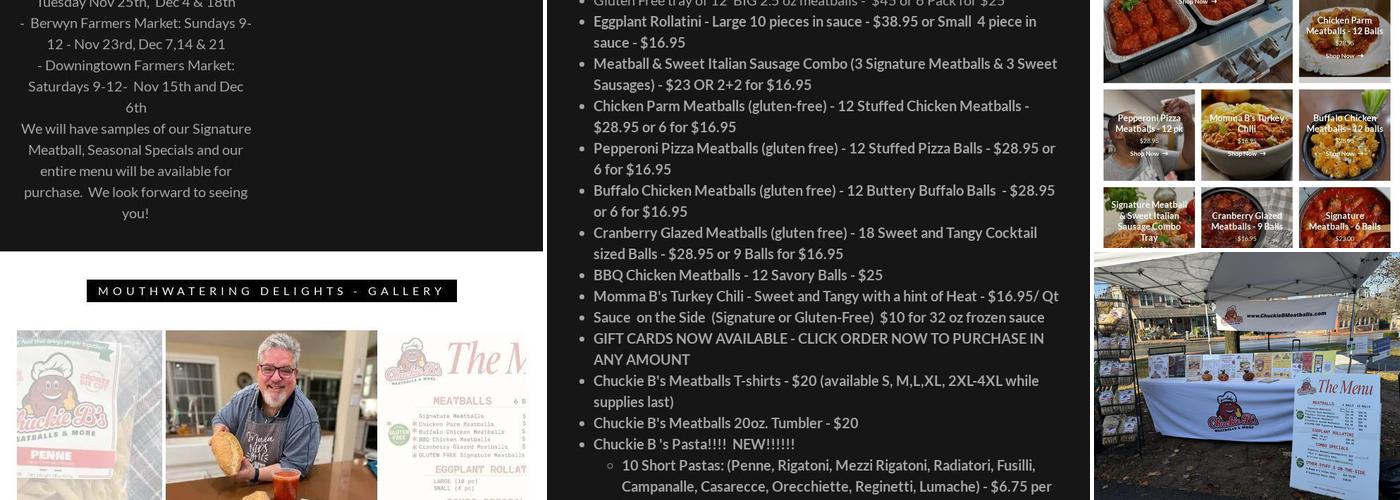 Chuckie B's Meatballs Menu