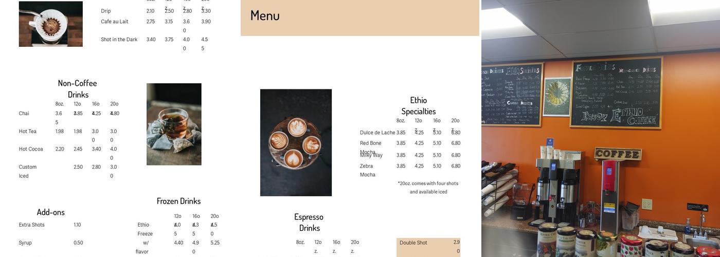 Ethio Coffee Menu