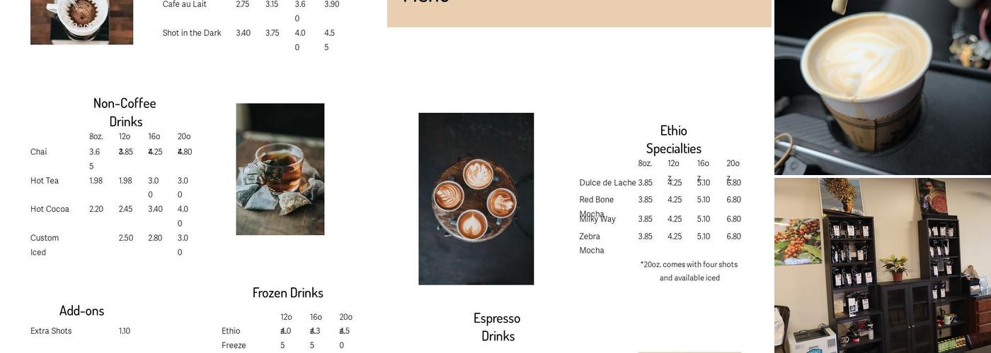 Ethio Coffee Menu