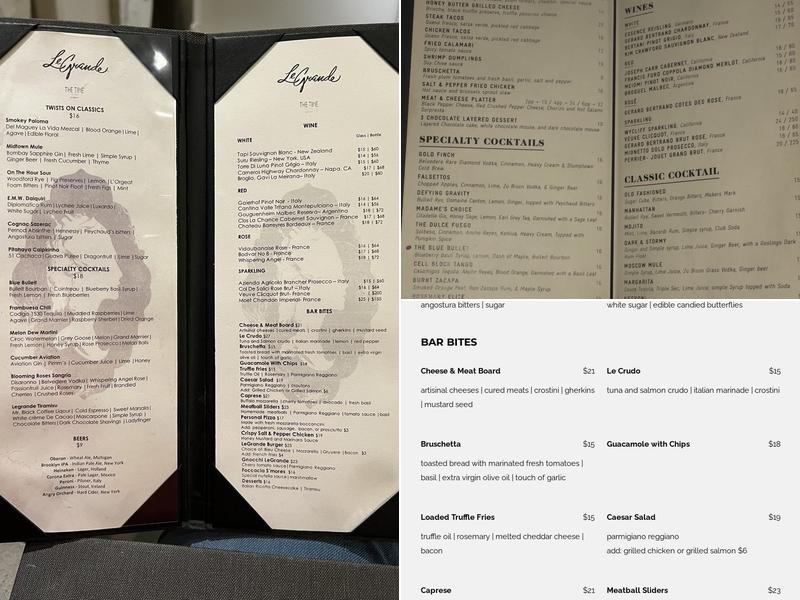 LeGrande Lounge Menu