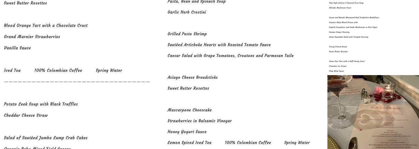 Creative Cuisines Menu