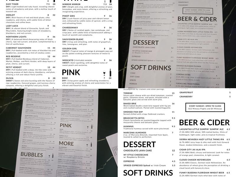 Brix & Mortar Urban Winery - Avalon Park Menu