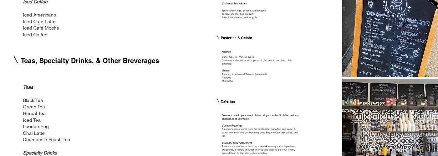 Oro Cafè & Eatery Menu