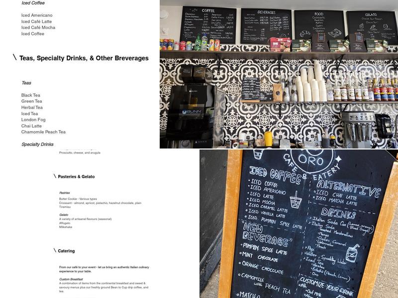 Oro Cafè & Eatery Menu