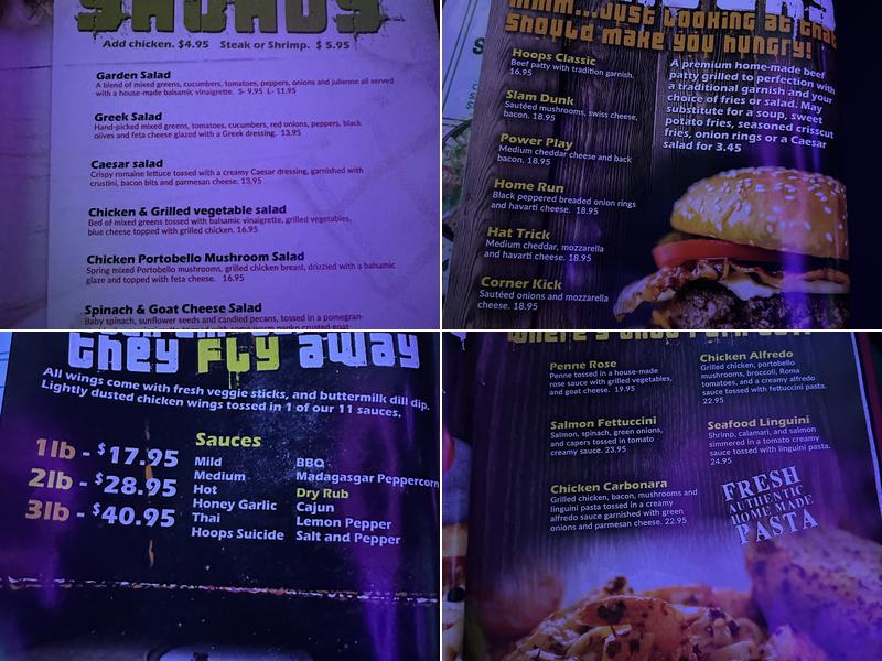 Hoops Sports Bar & Grill Menu