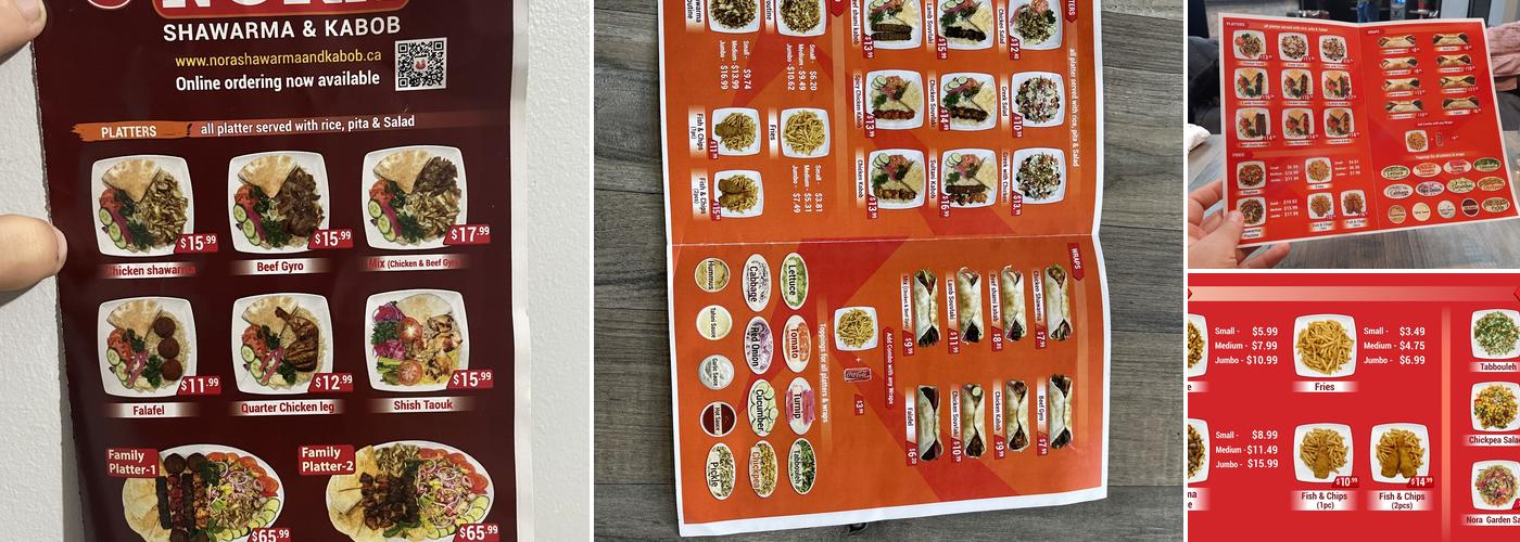 Nora Shawarma and Kebab (College St.) Menu