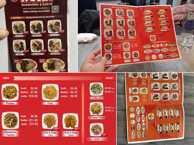 Nora Shawarma and Kebab (College St.) Menu