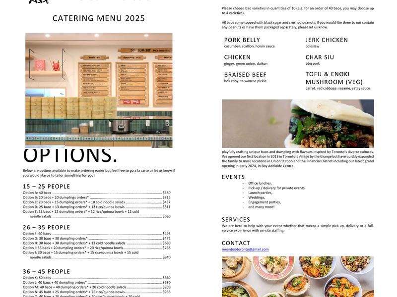Mean Bao Menu