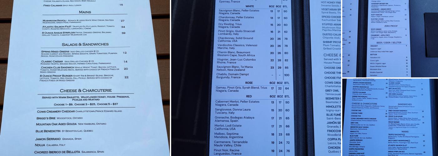 Proof Bar & Patio Menu
