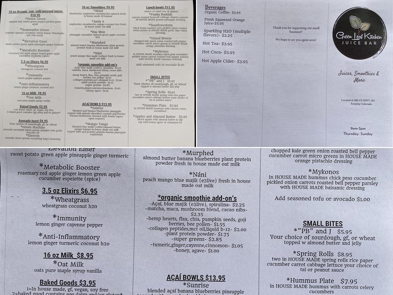 Green Leaf Kitchen Menu