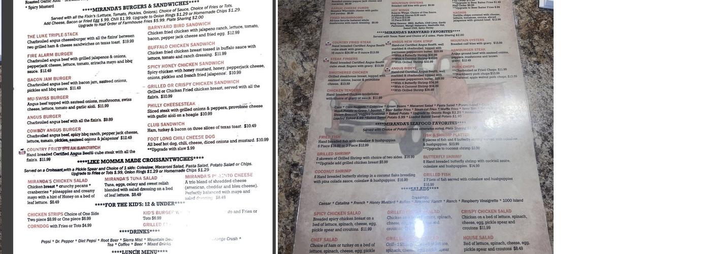 Miranda’s All Tiered Up Bakery & Deli Menu