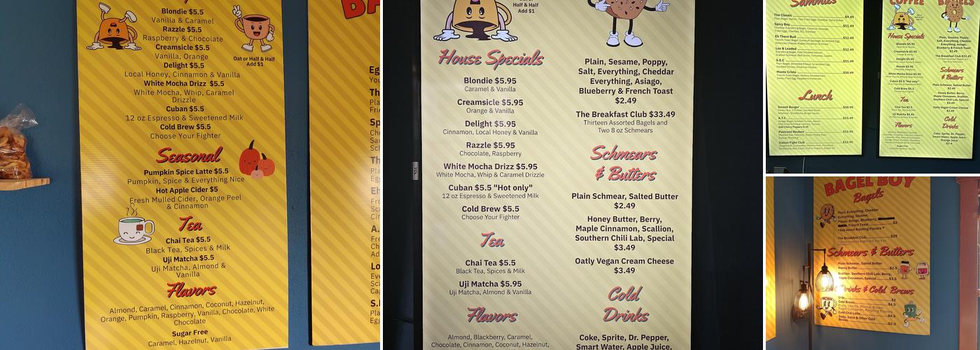 Bagel Boy Menu