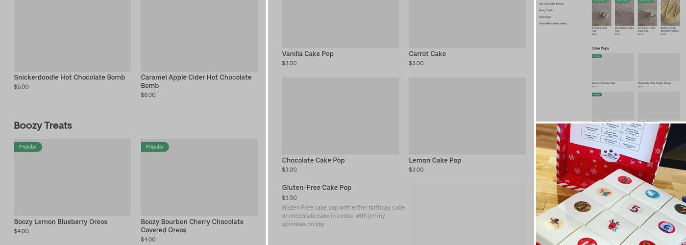 Amy's Cake Pop Shop Menu