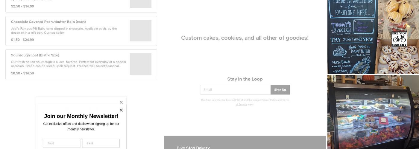 Bike Stop Bakery Menu