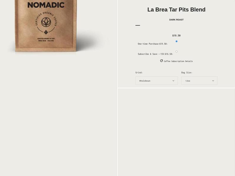 Nomadic Coffee Menu