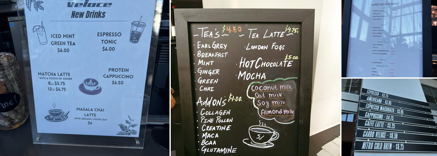 Caffè Super Veloce Menu