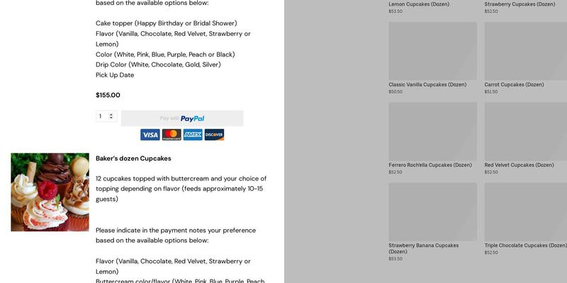 Rolly's Cakery Menu