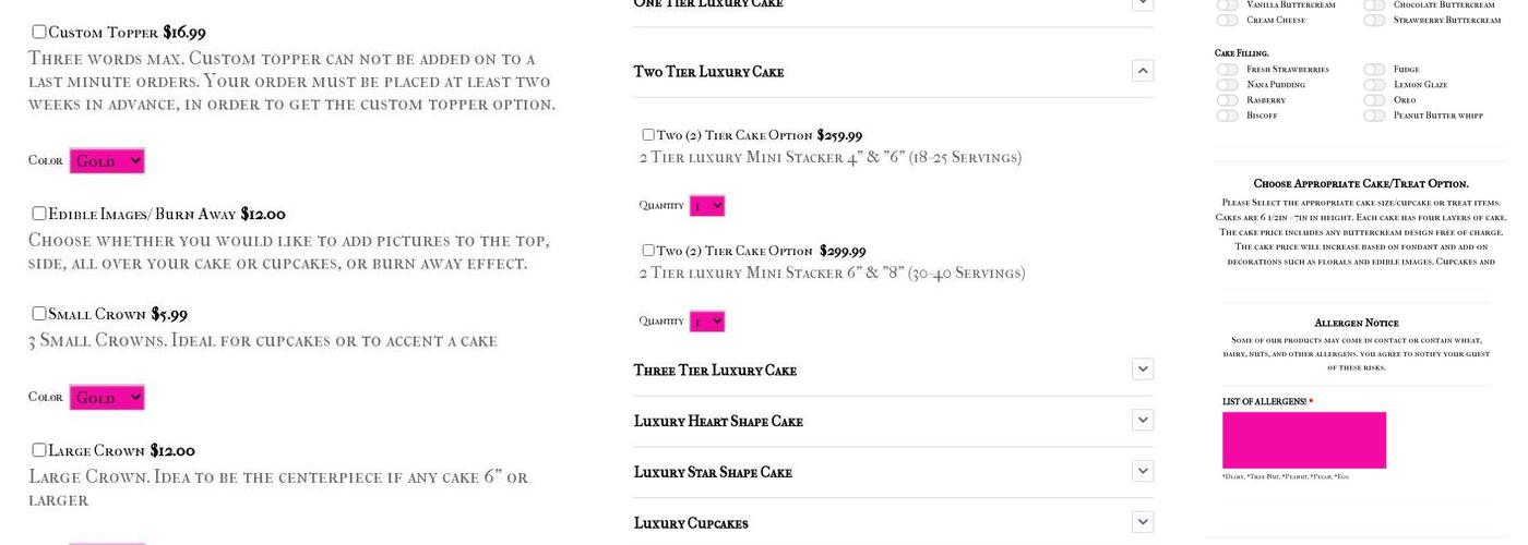 Atlanta Custom Cakes | JeanaMarie Cakery Menu