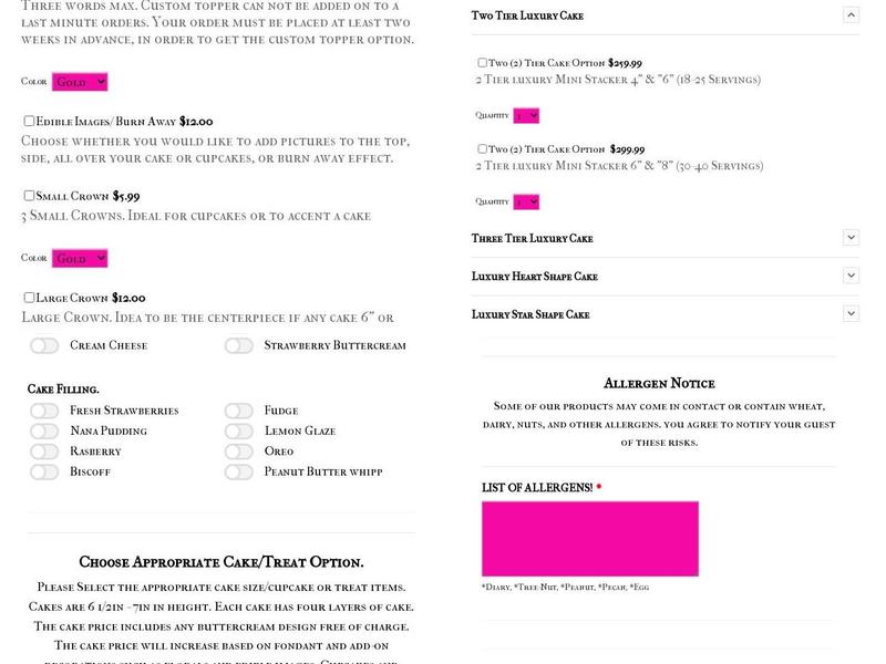 Atlanta Custom Cakes | JeanaMarie Cakery Menu