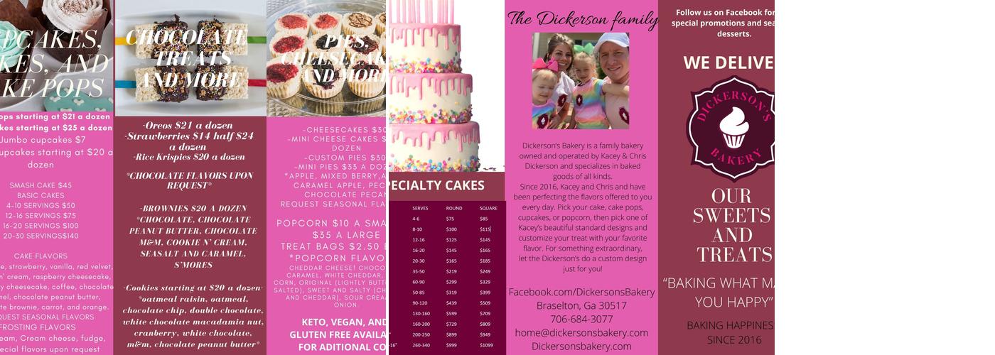 Dickerson's Bakery Menu