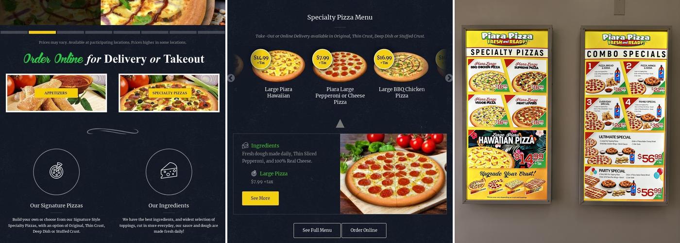 Piara Pizza Menu