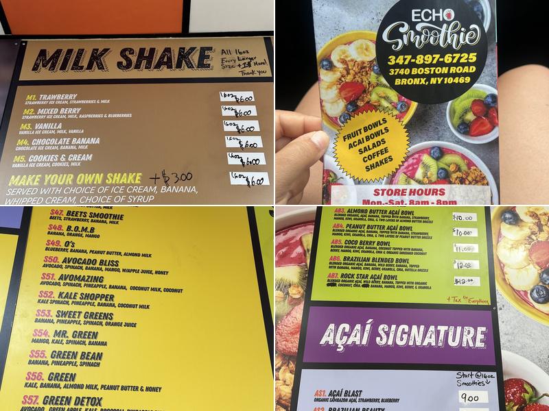 Echo Smoothie & Salad Bar Menu