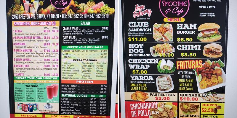 LEGACY SMOOTHIE & CAFE, INC. Menu