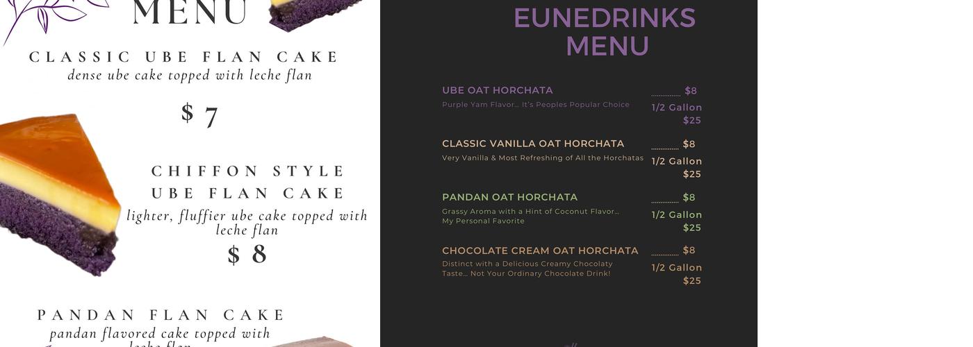 Eunecakes Menu
