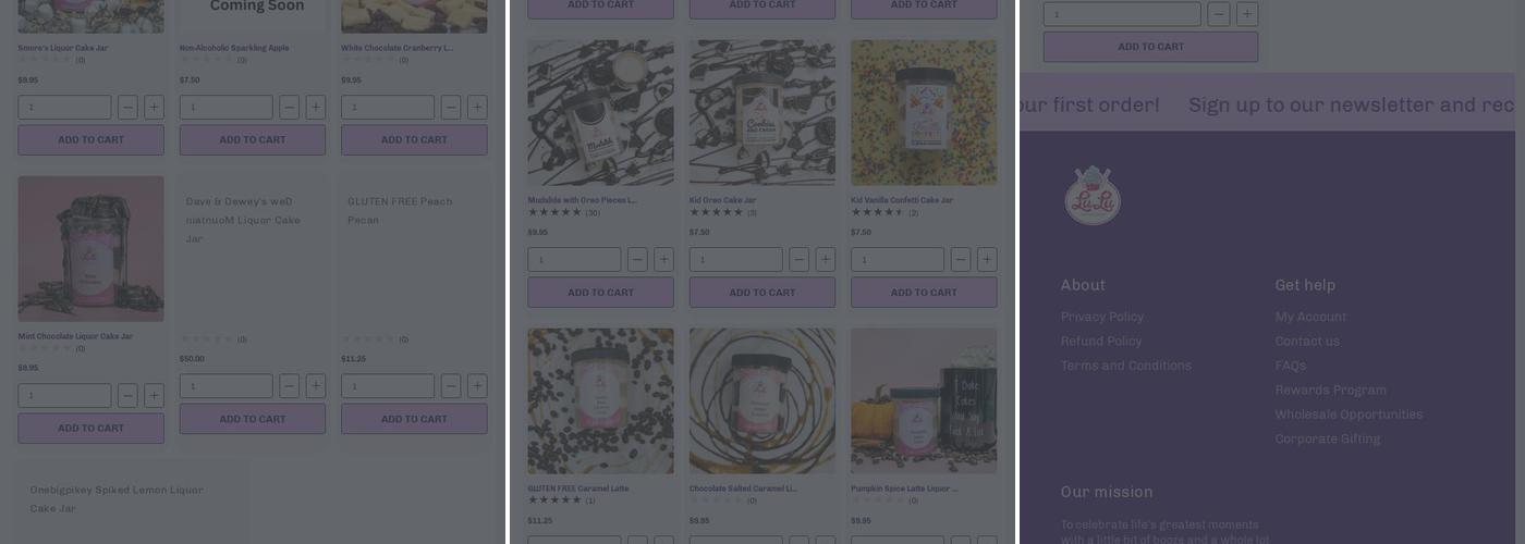 LuLu Liquor Cakes Menu