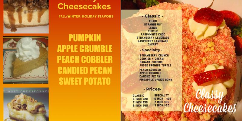 Classy Cheesecakes Menu