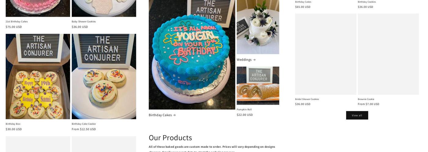 The Artisan Conjurer Menu