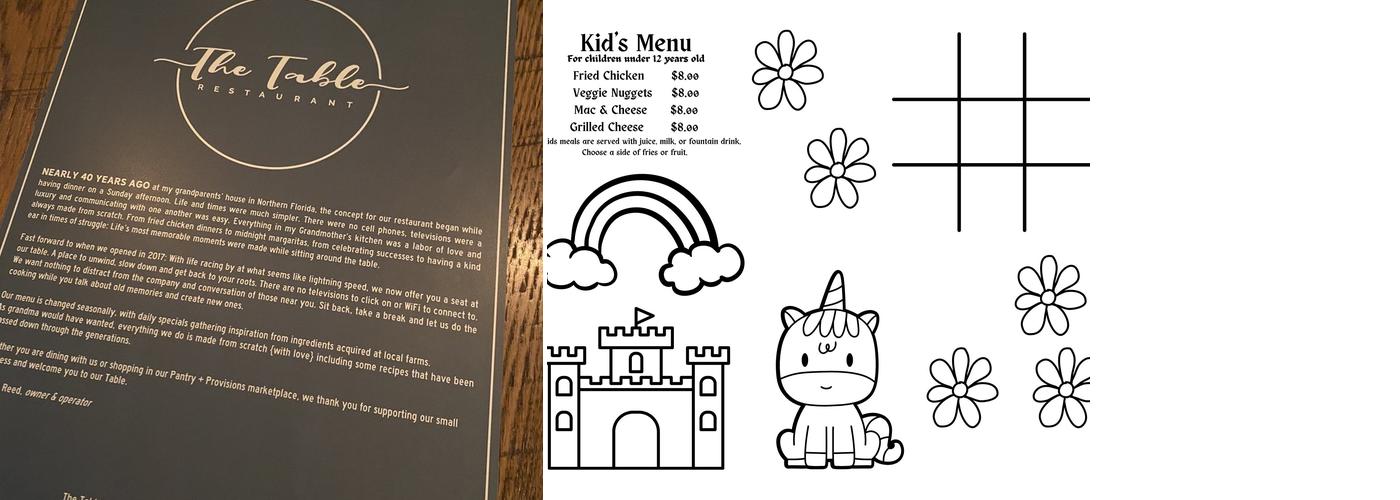 The Table Above Deck Cocktail Lounge Menu