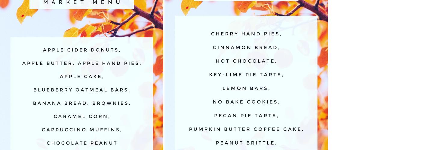 Sunflower Shoppe Menu